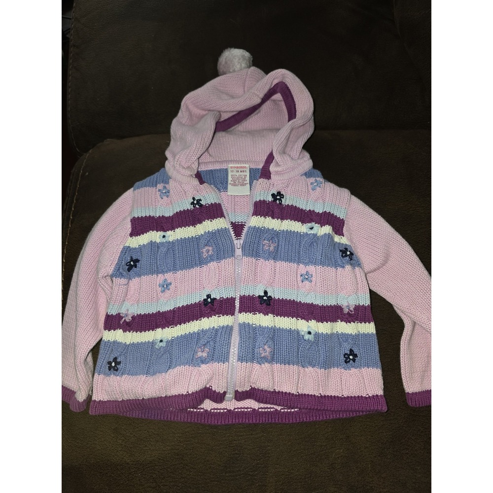 Gymboree vintage folk song floral zip up sweater size 12 18 months